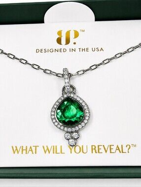 Bomb Party "It Was A Perfect Dream" LabCreated Emerald Rhodium Plated Necklace